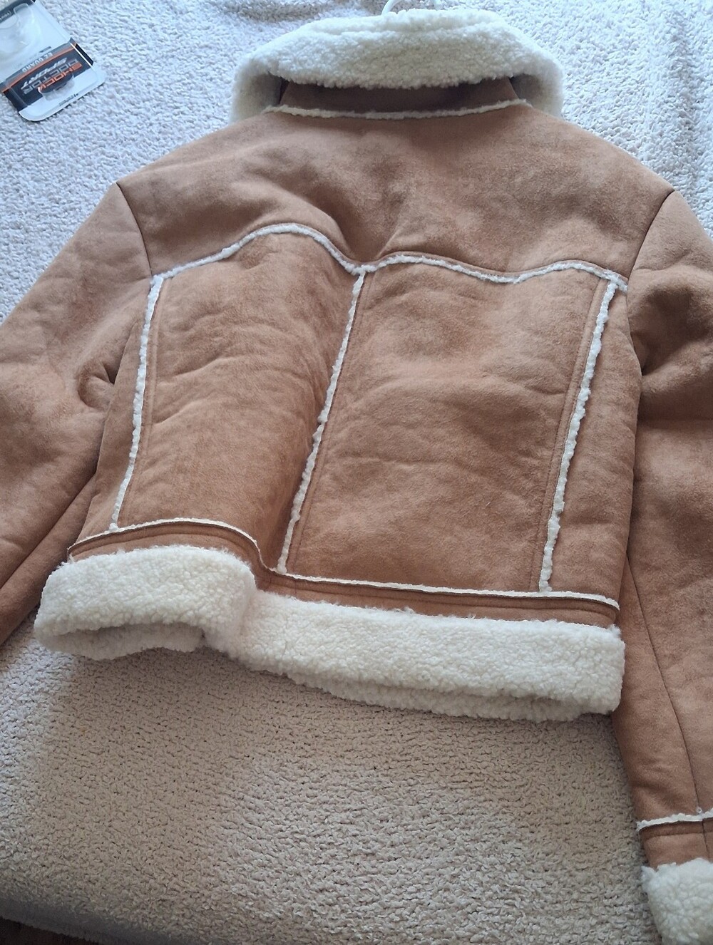 LOFT Tan Faux-Suede Sherpa-Trimmed Winter Jacket Size M - Picture 3 of 4